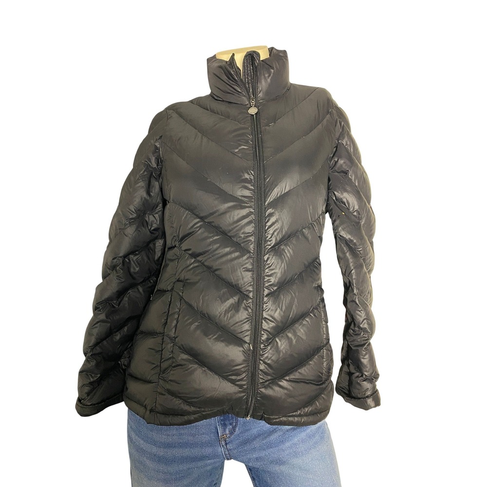Calvin Klein Womens‎ Black Packable Down Puffer Jacket Hooded Quilted Small
